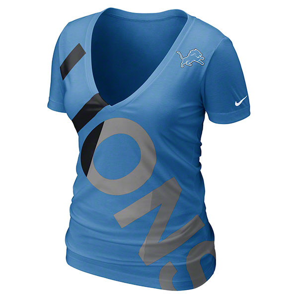 Nike Detroit Lions Women's Blue Off-Kilter Deep V-Neck T-Shirt