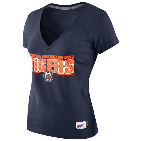 Nike Detroit Tigers Women's Navy Cooperstown 1.3 Tri-Blend V-Neck T-Shirt