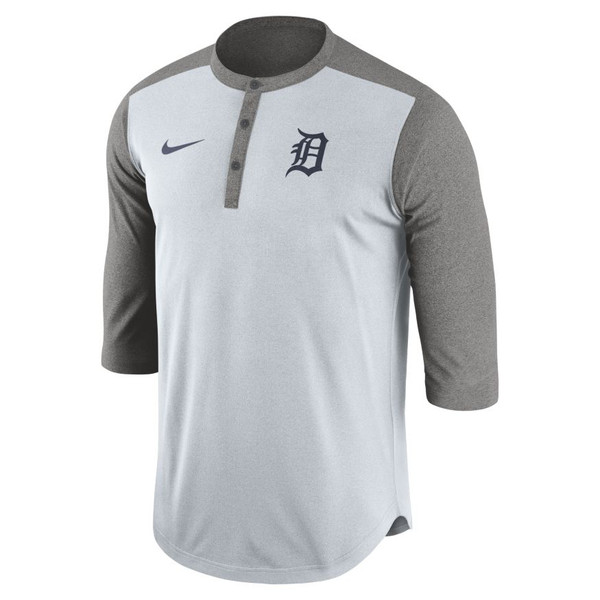 Nike Detroit Tigers White Dri-FIT Game 3/4 Sleeve Henley T-Shirt