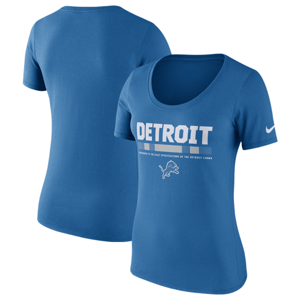 Nike Detroit Lions Women's Blue Team Scoop T-Shirt