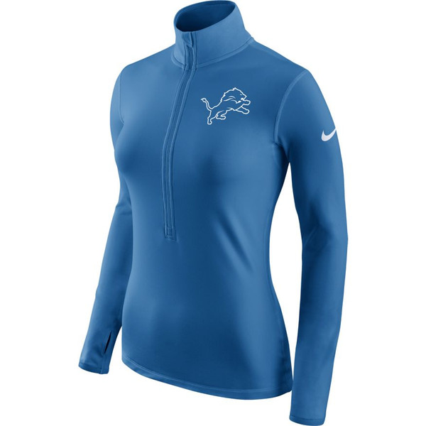 Nike Detroit Lions Women's Blue Dri-FIT Pro Hyper Warm Series Performance 1/2 Zip Jacket