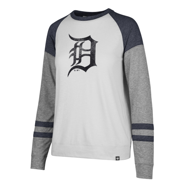 47 Brand Detroit Tigers Women's Cinderblock Tri-Blend Match Stripe Long Sleeve T-Shirt