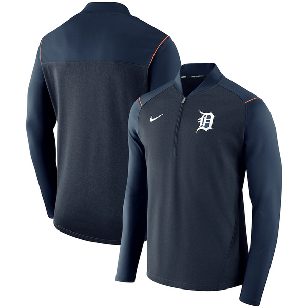 Nike Detroit Tigers Navy Heather Elite Half-Zip Pullover Jacket