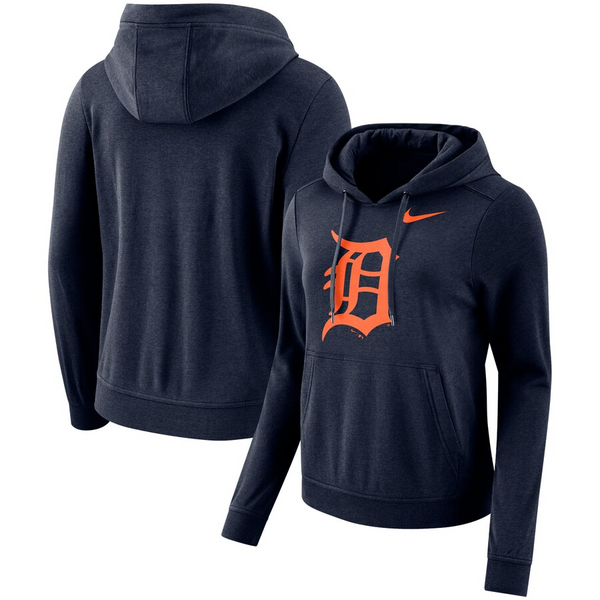 Nike Detroit Tigers Women's Navy Club Tri-Blend Pullover Hoodie - Detroit