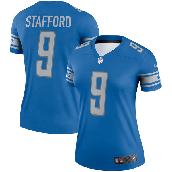 Nike Detroit Lions No9 Matthew Stafford Blue Team Color With C Patch Men's Stitched NFL Elite Jersey