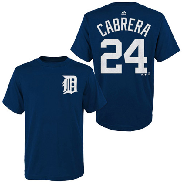 Majestic Detroit Tigers Child Navy Miguel Cabrera Player Name & Number  T-Shirt