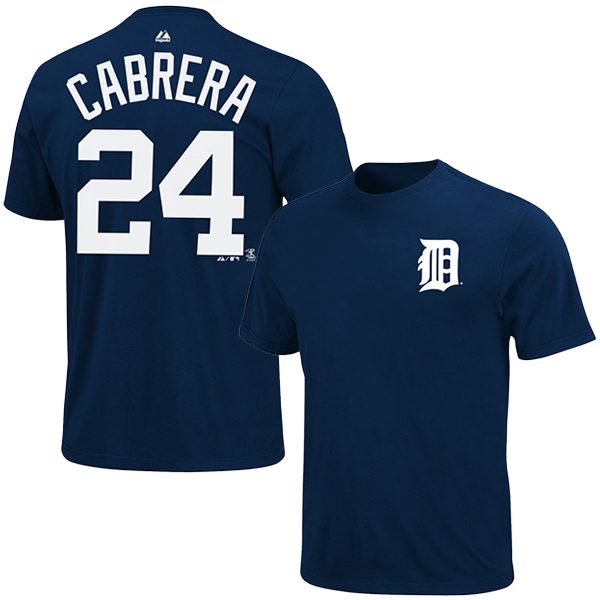 Majestic Detroit Tigers Youth Navy Miguel Cabrera Player Name & Number  T-Shirt