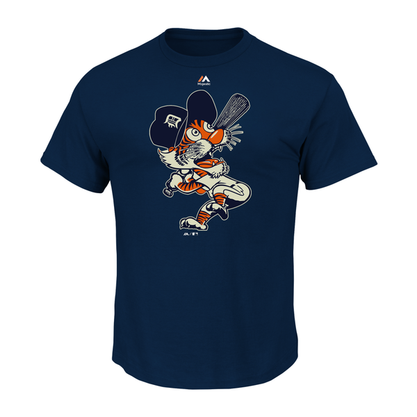Majestic Detroit Tigers Youth Navy Cooperstown Swinging Kitty Mascot T-Shirt