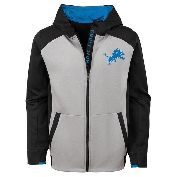 Outerstuff Detroit Lions Youth Gray Hi-Tech Performance Full-Zip Hoodie