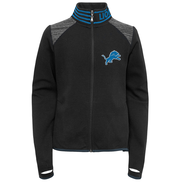 Outerstuff Detroit Lions Girls Youth Black Aviator Full-Zip Track Jacket