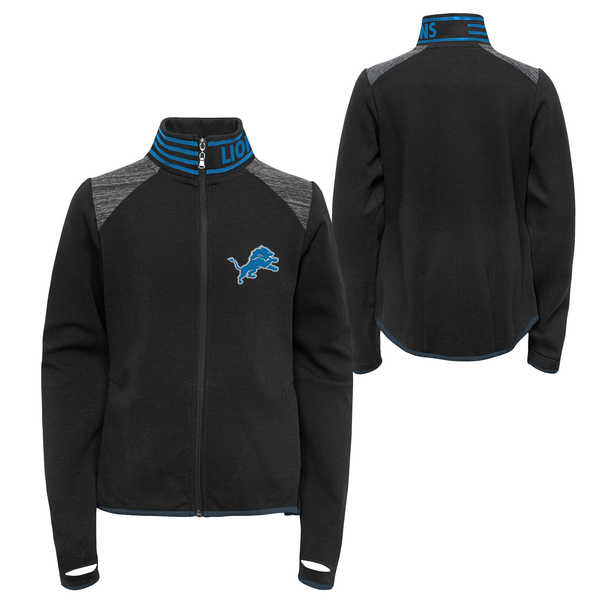 Outerstuff Detroit Lions Girls Youth Black Aviator Full-Zip Track Jacket