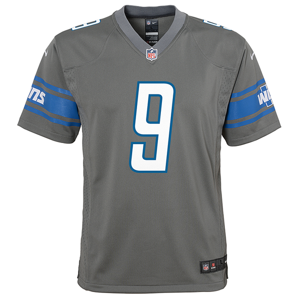 Detroit Lions No9 Matthew Stafford Gray Men's Nike Big Team Logo Vapor Limited Jersey