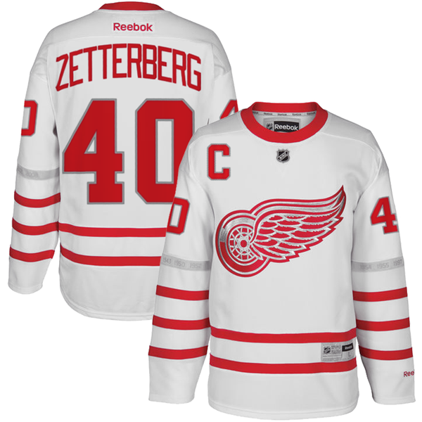 Detroit Red Wings No40 Henrik Zetterberg Cream Sawyer Hooded Sweatshirt Stitched Jersey