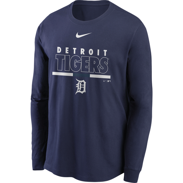 Nike Detroit Tigers Navy Color Bar Practice Long Sleeve T-Shirt