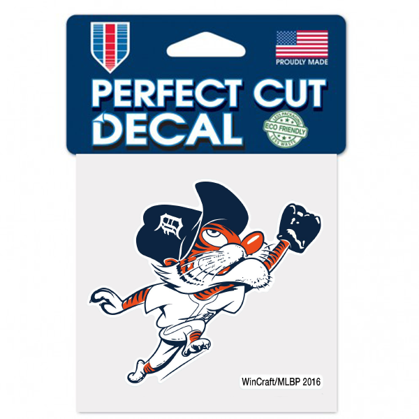 Detroit Tigers WinCraft Cooperstown Outfielder Kitty 4" x 4" Perfect Cut Decal