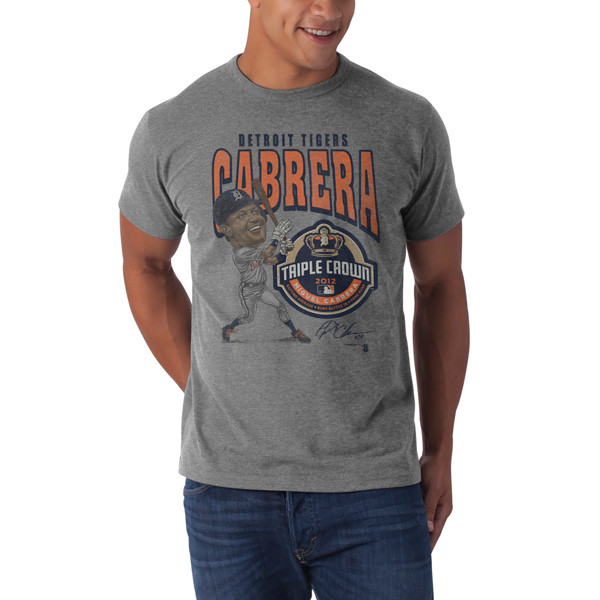 47 Brand Gray Detroit Tigers Miguel Cabrera Triple Crown Short Sleeve T-Shirt