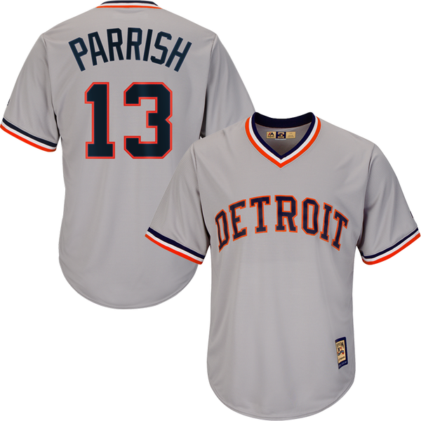 Majestic Detroit Tigers Road Gray Lance Parrish Cooperstown 1984 Cool Base Replica Jersey