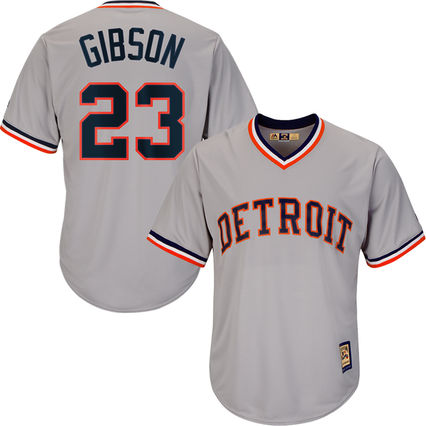 Majestic Detroit Tigers Road Gray Kirk Gibson Cooperstown 1984 Cool Base Replica Jersey