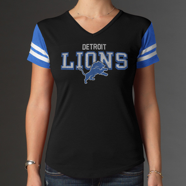 47 Brand Detroit Lions Women’s Black Breakaway V-Neck Short Sleeve T-Shirt