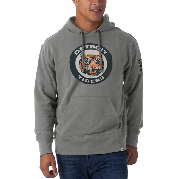 47 Brand Detroit Tigers Youth Slate Gray Cooperstown Team Logo Imprint  Sport Pullover Hoodie