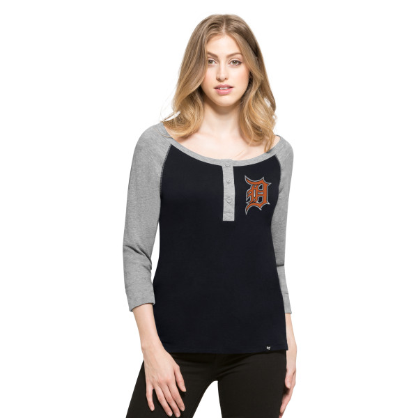 Touch Detroit Tigers Women's Heather Gray Line Drive Long Sleeve Raglan T-Shirt - by Alyssa Milano Small