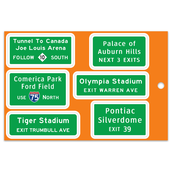 Michigan Sports Stadiums Interstate Sign Decal Sheet