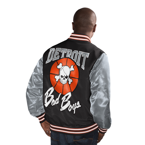 Starter Detroit Bad Boys Black Varsity Satin Full Snap Jacket