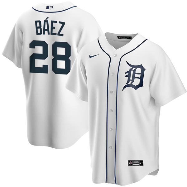 Nike Detroit Tigers White Home Javier Báez Official Replica Jersey