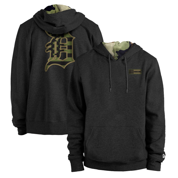 New Era Detroit Tigers Black 2022 Armed Forces Day Pullover Hoodie