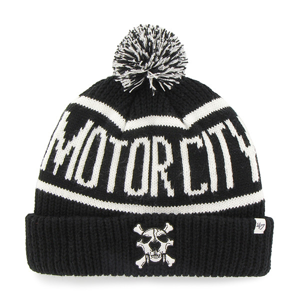 Motor City Bad Boys Black Calgary Cuffed Knit Hat by 47 Brand