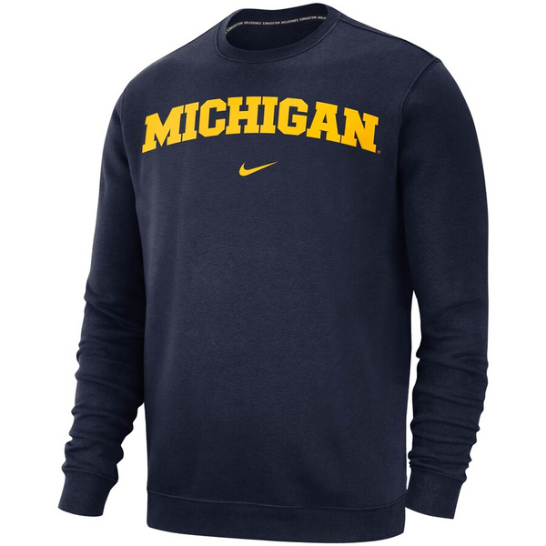 Michigan Wolverines Nike Club Crew Neck Sweatshirt - Navy