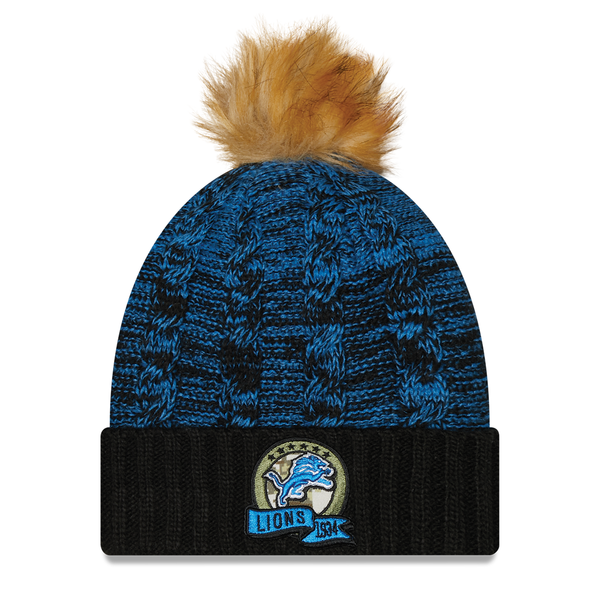 Detroit Lions Women's 2022 Salute to Service New Era Cuffed Knit Hat with  Pom - Black