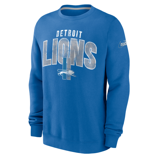 Detroit Lions Nike Rewind Club Fleece Crew Neck Sweatshirt - Blue