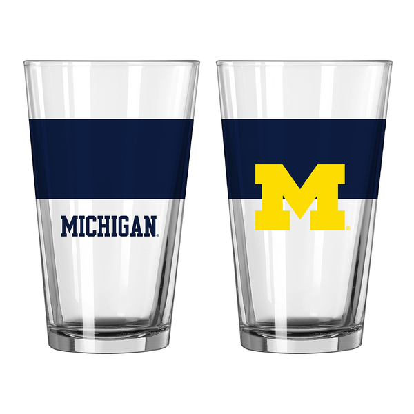 Michigan Wolverines Color Block Pint Glass