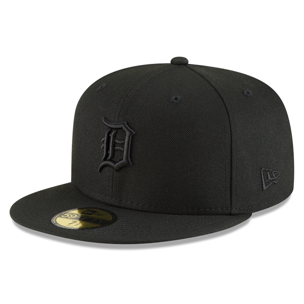 Detroit Tigers New Era 59FIFTY Fitted Hat Unisex Black/White used 7-1/4
