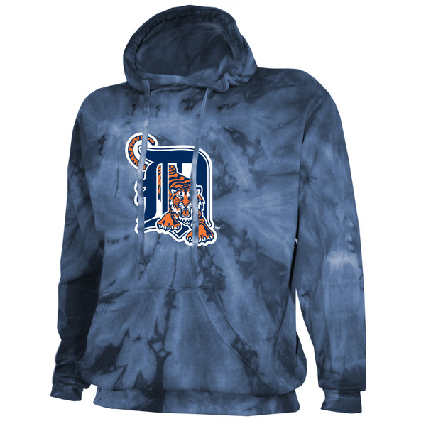 Detroit Tigers Stitches Cooperstown Collection Tie-Dye Pullover Hoodie - Navy