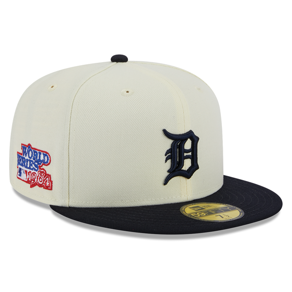 Detroit Tigers White on Red 59FIFTY Men's Fitted Cap by Vintage Detroit Collection