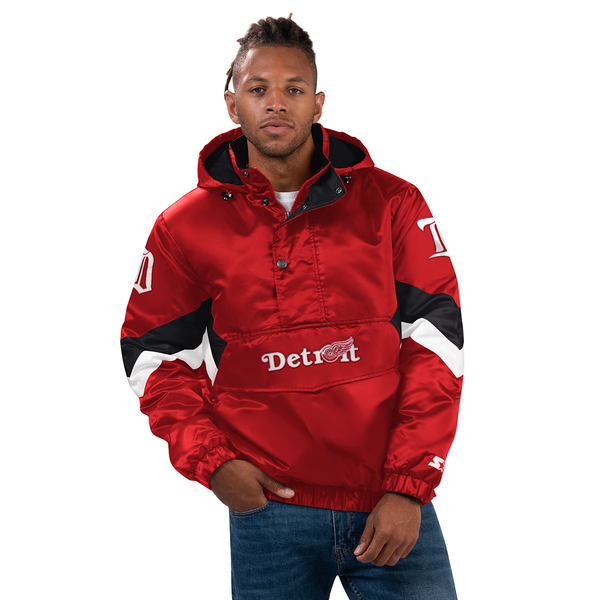 Detroit Red Wings Starter Force Play II Half Zip Hooded Jacket - Red