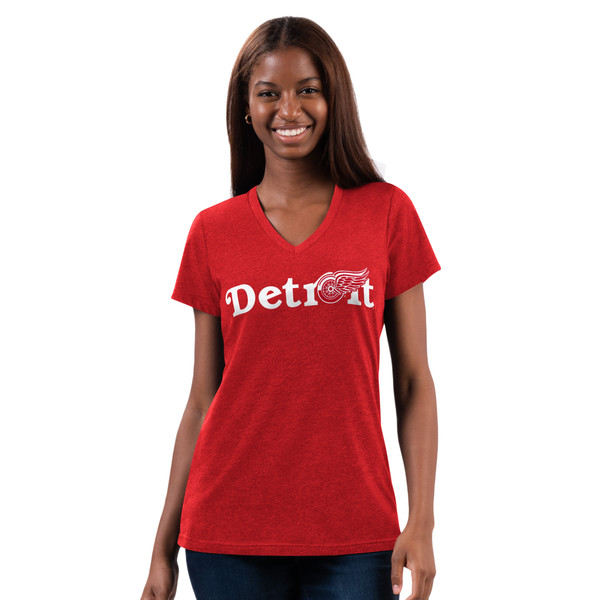 Detroit Red Wings G-III 4Her Women's Snap V-Neck T-Shirt - Red