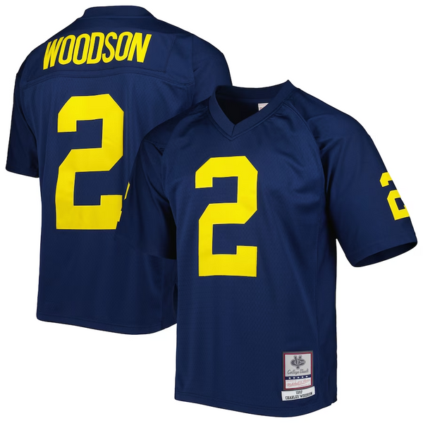 Charles Woodson Michigan Wolverines Mitchell & Ness 1997 Replica Home Jersey - Navy