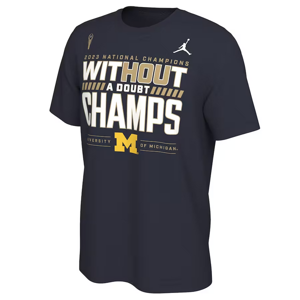 Michigan Wolverines Jordan Brand 2023 National Champions Locker Room T-Shirt - Navy