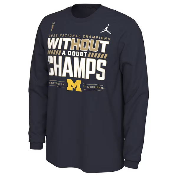 Michigan Wolverines Jordan Brand 2023 National Champions Locker Room Long Sleeve T-Shirt - Navy