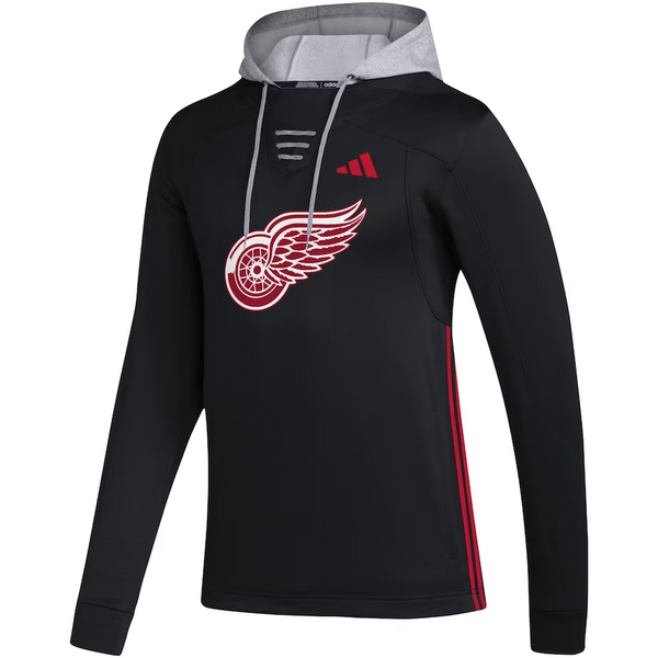 Detroit Red Wings Adidas Refresh Skate Lace AEROREADY Pullover Hoodie - Red