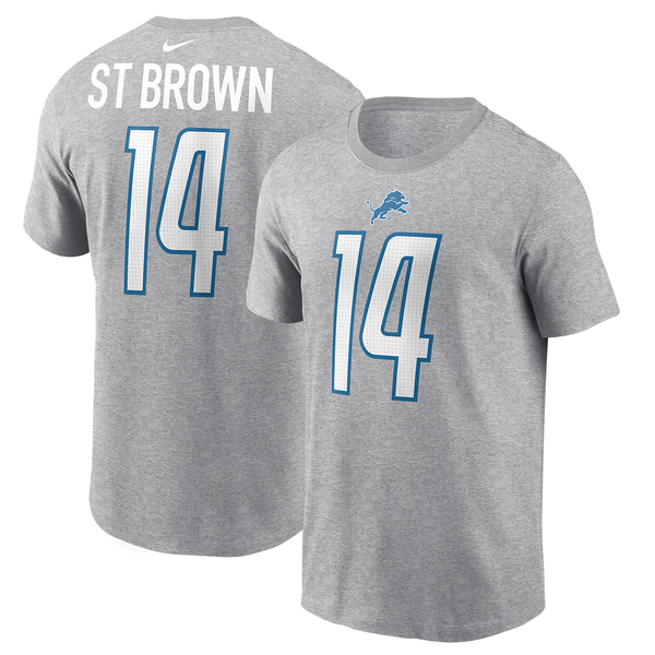 Amon-Ra St Brown Detroit Lions Nike Name and Number T-Shirt - Gray
