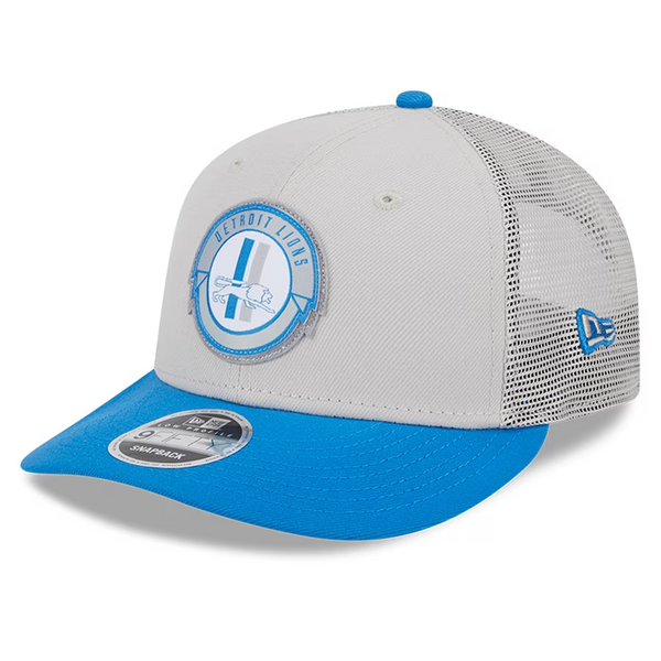 Detroit Lions New Era 2023 Sideline Historic 9Fifty Low Profile Snapback Hat - Cream/Blue