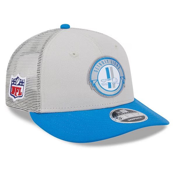 Detroit Lions New Era 2023 Sideline Historic 9Fifty Low Profile Snapback Hat - Cream/Blue