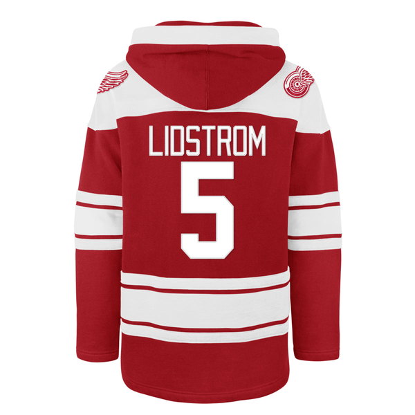 Nicklas Lidstrom Detroit Red Wings '47 Retro Freeze Superior Lacer Player Pullover Hoodie - Red