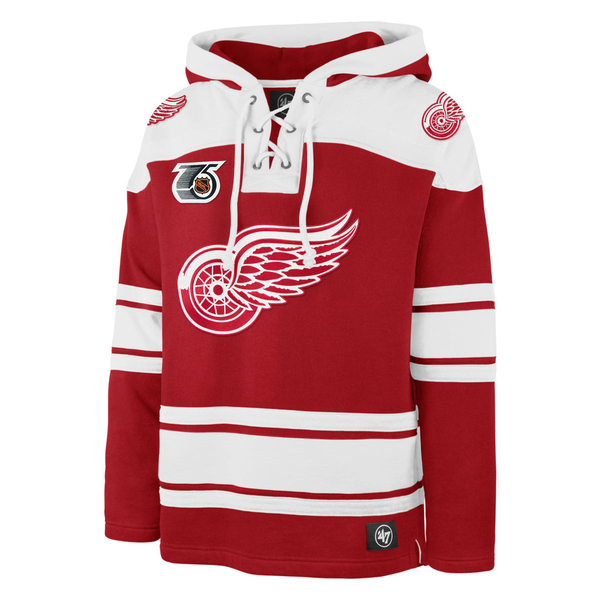 Nicklas Lidstrom Detroit Red Wings '47 Retro Freeze Superior Lacer Player Pullover Hoodie - Red