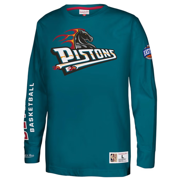 Detroit Pistons Mitchell & Ness Youth Heavy Weight Long Sleeve T-Shirt - Teal