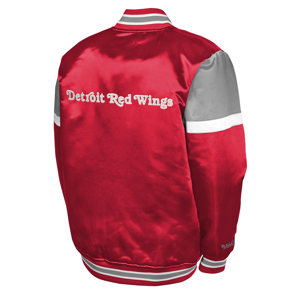 Detroit Red Wings Mitchell & Ness Youth Full Snap Satin Jacket - Red